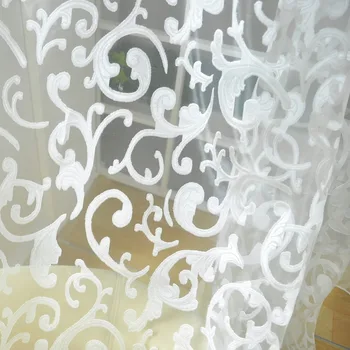 European stil jacquard design frunze tul țesături pură perdele pentru balcon