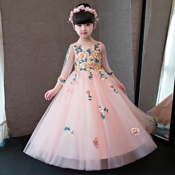 Europene De Moda De Lux Pentru Copii Fete Flori Printesa Rochie Pentru Petrecere Copii, Petrecerea De Nunta Petrecere Costum Rochii Lungi