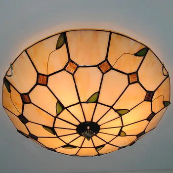 Europene Simplu Frunze Lămpi de Tavan 3 Lumini Retro Stil Tiffany Vitralii Camera de zi Dormitor Corpuri de Iluminat CL266