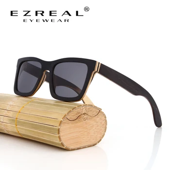 EZREAL 2017 Real ochelari de Soare de Lemn de bambus Bărbați femei Designer de brand Pătrat Ochelari de Soare Gafas de sol oculos masculino ochelari