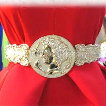 Fashion Casual Lux pentru Femei Vintage Lady Monedă de Aur de Talie Centura de Frumusete Cap de Metal din Piele Frunze de Baroc Curea Curea Curea
