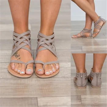 Femei Sandale 2018 fierbinte de vară Cruce curea Sandlas Femei Apartamente Pantofi European Roma Stil Sandalias Pentru Femei