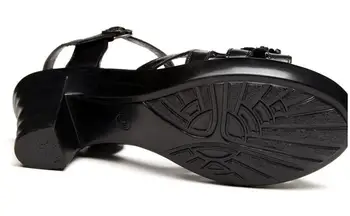 Femei sandale Noi 2018 vara sandale sandale platforma toc gros pantofi cu toc înalt negru pantofi pentru femei CA-323