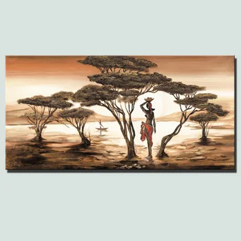 Femeile africane Tablouri Canvas HD Imprimare Clasică Africane Apus de soare Peisaj de Perete de Arta Canvas Printuri Si Postere Pentru Decor Acasă