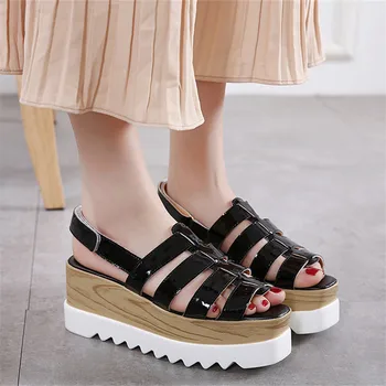 Femeile Platforma Toc Înalt Sandale Peep Toe Pantofi De Femeie Vară Tocuri Inalte Pene Sandale Gladiator Plus Dimensiune 35 - 40