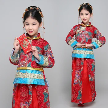 Fete Populară Chineză Dans Costum Rochie de Mireasa Traditionala pentru Copii Vechi Hanfu Costum pentru Scena de Partid Îmbrăcăminte 89