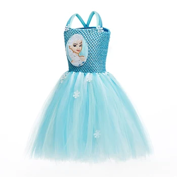 Fete printesa Elsa Petrecere Rochii Cu Costum Fulg de nea Desene animate cu Anna Elsa pentru Copii de Halloween Tutu Ziua de Rochii Pentru 2-10Y