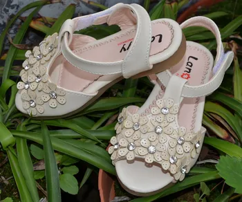 Fetițele sandale PU pentru musulmani copilul pantofi bej roz deschis deget de la picior stil de vara fete pentru copii sandale elegante cristal de diamant