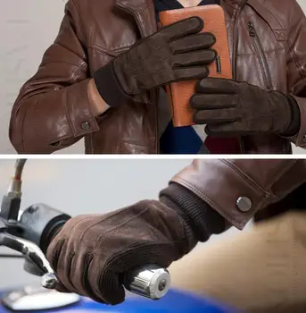 Fierbinte de Vânzare de Moda Guantes de Iarna Barbati de Cald Mănuși de Motociclete Solid Negru Maro Rowan Piele de Porc Mănuși cu un Deget Transport Gratuit