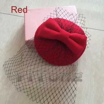 Fierbinte de Vânzare de Moda Lady Simțit-o Căciulă de Lână, de Păr Clip Rochie Formale Bowknot Voal Pălărie Fascinator Clip de Păr Accesoriu Floare Capac
