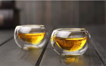 Fierbinte de vânzare! Lucrate manual, Seturi de Ceai 6pcs/Lot 50ml Rezistente la Căldură Perete Dublu Mic Cana de Sticlă Chineză Kung Fu Ceai de Flori de Ceai Cana de Apa