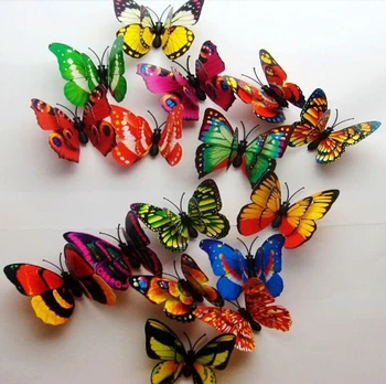 Fierbinte en-gros si cu transport gratuit 50Pcs 3D autocolante de perete butterfly magnet de frigider decor de nunta decor acasă Decoratiuni de camere