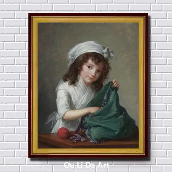 Figuri clasice fată drăguță lână minge înger picturi in ulei pe panza de imprimare, imprimat pe panza copil perete cameră de decorare arta de imagine