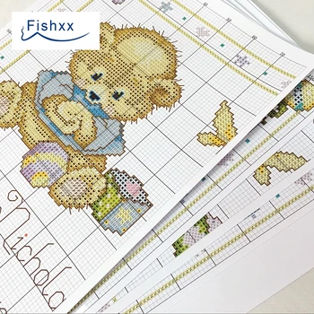 Fishxx cruciulițe T973 Desene animate Drăguț Urs Copilului Data Nașterii DIY Alfabetul Stil European Camera pentru Copii Decor Kit