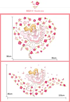 Flori în jurul valorii de Dans Fata Autocolante de Perete pentru Copii Fete Camera Poster de Perete Dans în flori Tapet Decor Detașabil Aplicatiile
