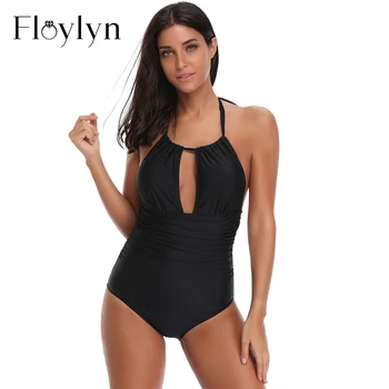 Floylyn Sexy Costume de baie Femei-O Bucată de costume de Baie 2018 Femei Plus Dimensiune îmbrăcăminte de Plajă Backless Halter Costum de Baie Căptușit Monokini XXL