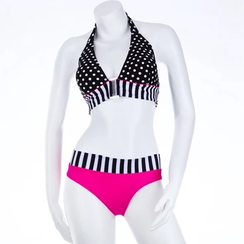 Foarte Popular de Potrivire de Culoare Bikini Set Mozaic de costume de Baie Dot Imprimate Bikini Femei din Două piese de Baie Costum de baie Split, Costume de baie