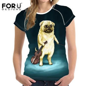 FORUDESIGNS Amuzant Imprimare Lup Pisică Femei Tricou Hipster Laides Maneci Scurte Confort Femme Top Casual Teuri 3D Femei T-shirt