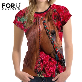FORUDESIGNS Clasic 3D Cal Animal Printed T camasa pentru Femei Casual de Vara cu Mânecă Scurtă T-shirt Femei Topuri Tee Fete Haine