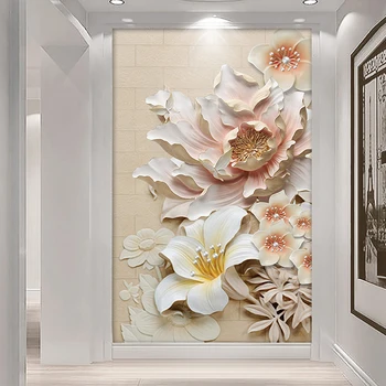 Foto personalizat de Hârtie de Perete Moderne 3D Stereo Relief Flori Living Intrarea Culoar Fondul Acasă Decor pictura Murala de Perete Tapet