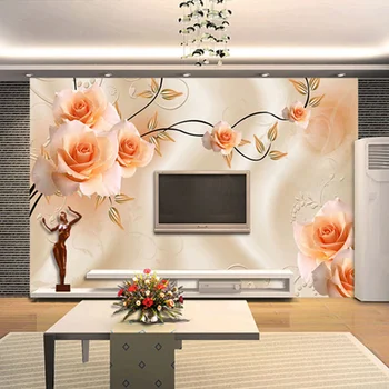 Foto personalizat Murală Tapet de Lux, Vile TV Fondul Papel De Parede 3D Tapet Pentru Pereți Calde de Trandafir gazete de Perete Decor Acasă