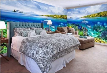 Foto personalizat tapet 3d Blue ocean de rechini corali pictura gazete de perete decor acasă 3d picturi murale tapet pentru camera de zi