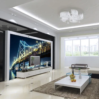 Foto personalizat Tapet 3D Oraș, Vedere de Noapte Mari picturi Murale Canapea Camera de zi Dormitor Fundal TV gazete de Perete Decor Acasă 3D Moderne