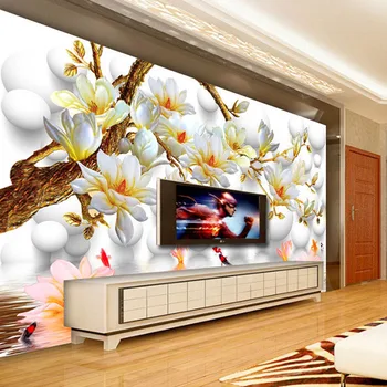 Foto personalizat Tapet 3D Stereoscopic Relief Magnolie Floare Fundal TV de Perete Decor Mural Camera de zi Dormitor Pictura pe Perete