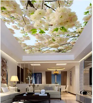 Foto personalizat wallppaer Proaspete tavan camera de zi dormitor tavan 3d flori wallpaper plafoane