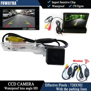 FUWAYDA Wireless CCD Mașină de Camera Retrovizoare pentru VW Golf Passat Touran Caddy Superb/T5 Transporter/Multivan+4.3 Inch Monitor pliabil