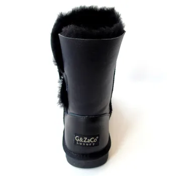 G&Zaco De Lux Piele De Oaie De Iarna Cizme De Zăpadă Naturală De Oaie, Blana Cizme Jumătatea Vițel Butonul De Cristal Plat Femei Lână Cizme Pantofi Impermeabil