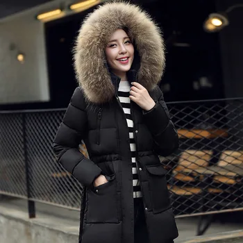 Geaca de iarna Femei 2017 Noua Moda Longfur HoodParkas Pentru Femei Jachete de Iarnă CC300