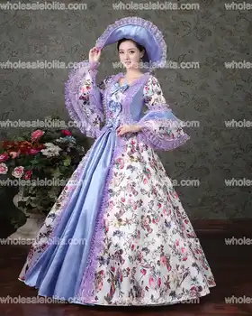 Georgian Perioada Mascarada Printesa Domnisoara De Onoare Rochie De Epocă Florale De Teatru Cosplay Clienții