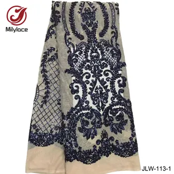 Glod dantela tesatura guangzhou de mireasa tul țesături dantelă cu paiete dantelă chantilly material în dubai pentru rochie de mireasa JLW-113
