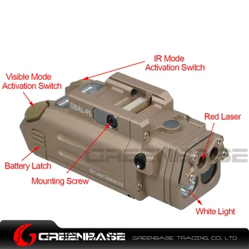 Greenbase DBAL-PL Tactice IR Laser/Lumina IR/Strobe/laser Roșu 400 Lumeni Lanterna LED-uri Pentru Tactice Puști de Vânătoare Weaponlight