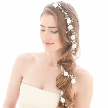 Handmade Floare de Cristal Mireasa Hairband Stras Bucată de Păr Femei Simulate-perla DIY Bijuterii de Mireasa, Diademe, Accesorii Coroana