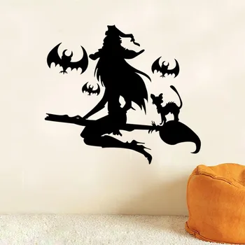 Happy Halloween Vrăjitoare 2016 3D DIY din PVC Negru Bat Perete Autocolant Decal Acasă de Halloween, Ziua Tuturor Sfinților Decor Lilieci Autocolant de Aprovizionare
