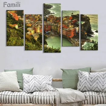 HD 5PCS Arta de Perete Panza Tesatura Poster Italia Oraș picturi Peisaj pentru perete camera de zi,panza pictura