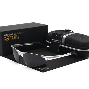 HD Design Omul Polarizat Ochelari fără ramă Semi Ochelari de Conducere Al Mg în aer liber Gafas Sport Ochelari de Soare de Mișcare Oculos De Sol LD012
