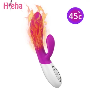 Hieha Adult Erotic Jucarii Sexuale pentru Femei Dual G-spot Încălzire Rabbit Vibrator Vibe Feminin Clitoris Vibratoare Masaj Stimulator