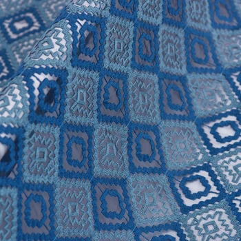 High-end geometrice albastru liniștit net fire de broderie dantela tesatura pentru rochie țesături brodate telas tissus ua metri de ț costura
