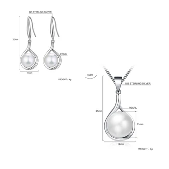 Hongye Populare Elegant Argint 925 Alb de apă Dulce Pearl Set de Bijuterii pentru Femei Fata Pandantiv Colier & Cercei Ieftine