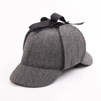 Hotselling Sherlock Holmes Detectiv Șapcă De Baseball Epocă Deerstalker Unisex Capac Două Boruri Benzi De Mari Dimensiuni Mici Earflap Hat Capac