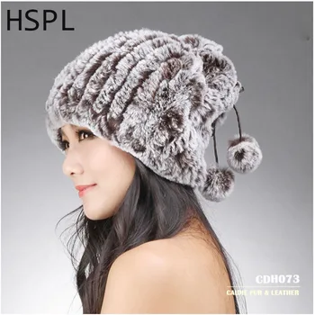 HSPL Tricotate Blana de Iepure Rex Pălărie Cu Două Bile Pentru Iarna Neckwarmer