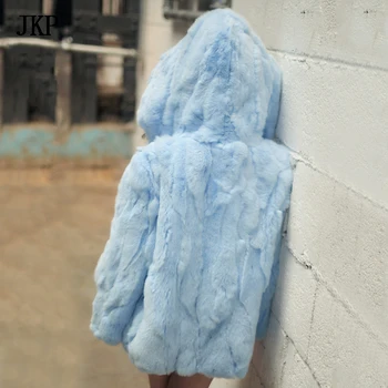 Iarna Copiii Real Albastru Rex Haină de Blană de Iepure Copii jacheta blana Caldă pentru copii Fete de Îmbrăcăminte exterioară