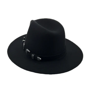 Iarna Pălărie Panama Femei Elegante Simțit Capace de sex Masculin Epocă Trilby Hat Wide Brim Fedora CAPACE cu Centura Chapeau Homme Feutre YY18016