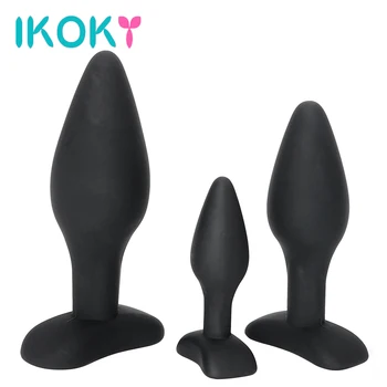 IKOKY 3Pcs/Set Dop de Fund Jucarii Sexuale pentru Barbati Femei Gay Negru Anal Plug de Prostata pentru Masaj Produse pentru Adulți Anal Antrenor Sex-Shop S/M/L