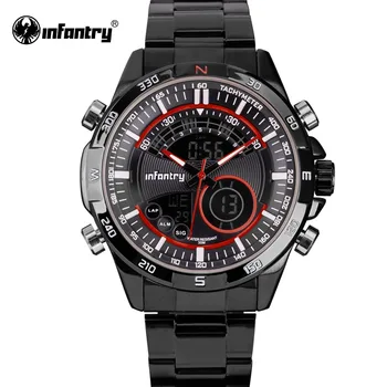 INFANTERIE Mens Ceas de mână de Brand de Top de Lux Ceasuri Cuarț Ceas din Oțel Complet Digital LCD Sport Ceas Militar Relogio Masculino