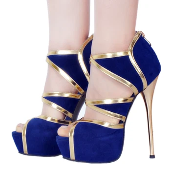 Intenția inițială 2018 Super Sexy Femei Sandale sandale Tocuri Subtiri de Mare Sandale Superbe de Albastru Pantofi Femei Plus Dimensiune 4-20
