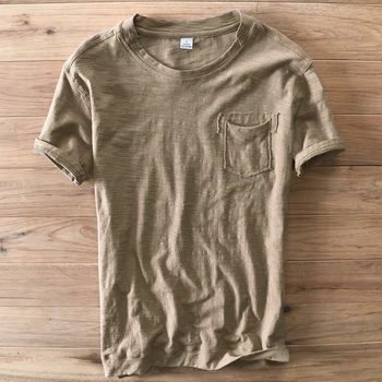 Italia Brand Suehaiwe de Vară pentru Bărbați T-Shirt Casual din Bumbac cu Mânecă Scurtă, O-Neck Culoare Cafea tricou Bărbați Îmbrăcăminte de Modă Camisa